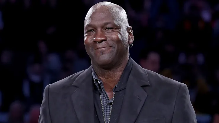 Michael Jordan, a Chicago Bulls legend, takes part in a ceremony honoring the 2020 NBA All-Star game.