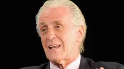 Pat Riley onstage during the American Express Teamed Up with Magic Johnson and Pat Riley