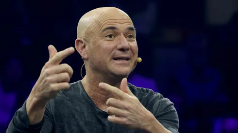 Andre Agassi attends a talk live on stage at the trade show ISPO Munich 2024 at Messe Muenchen on December 03, 2024 in Munich, Germany.