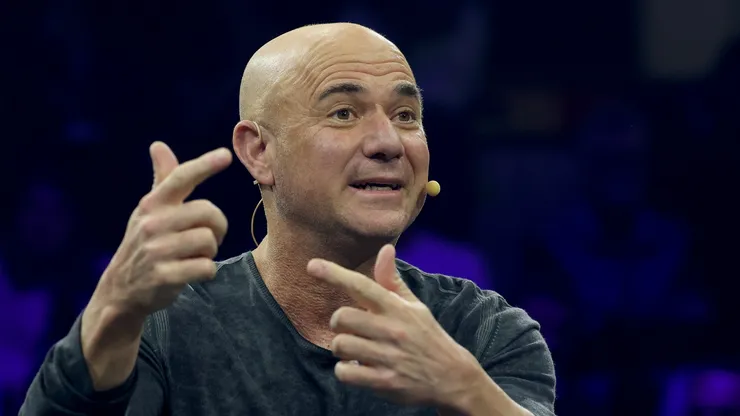 Andre Agassi attends a talk live on stage at the trade show ISPO Munich 2024 at Messe Muenchen on December 03, 2024 in Munich, Germany.