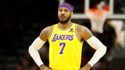 Carmelo Anthony #7 of the Los Angeles Lakers during the first half of the NBA game at Footprint Center on April 05, 2022 in Phoenix, Arizona.