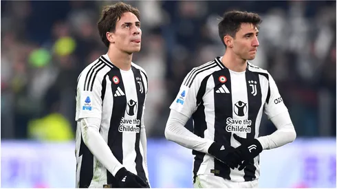 Kenan Yildiz and Andrea Cambiaso of Juventus