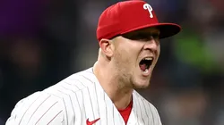 Jeff Hoffman #68 of the Philadelphia Phillies reacts during the tenth inning against the Pittsburgh Pirates at Citizens Bank Park.