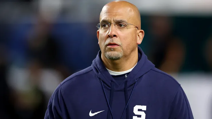 Head coach James Franklin of the Penn State Nittany Lions looks on prior to the Capital One Orange Bowl against the Notre Dame Fighting Irish at Hard Rock Stadium on January 09, 2025 in Miami Gardens, Florida.