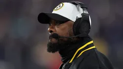 Head coach Mike Tomlin looks on during the first quarter against the Baltimore Ravens during the AFC Wild Card Playoff at M&T Bank Stadium on January 11, 2025 in Baltimore, Maryland.