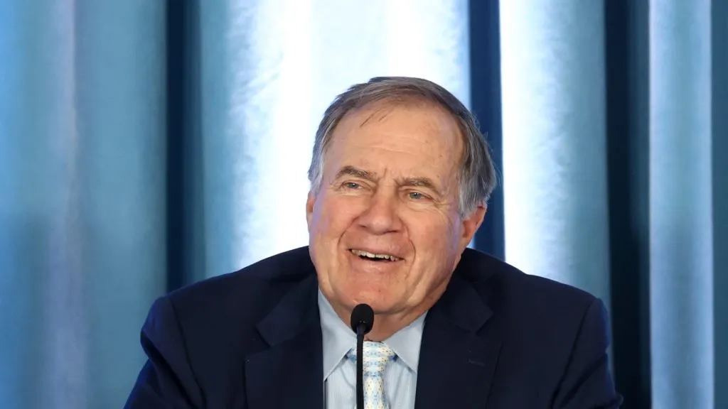 Head Coach Bill Belichick of the North Carolina Tar Heels speaks during a press conference at the Loudermilk Center on December 12, 2024 in Chapel Hill, North Carolina.