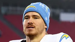 Justin Herbert runs off of the field after the game against the Patriots on December 28, 2024 in Massachusetts.