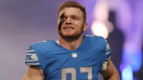 Aidan Hutchinson #97 of the Detroit Lions is introduced prior to a game against the Minnesota Vikings at Ford Field on December 11, 2022.