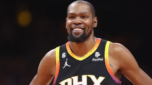 Kevin Durant #35 of the Phoenix Suns during Game One of the Western Conference First Round Playoffs at Footprint Center on April 16, 2023.