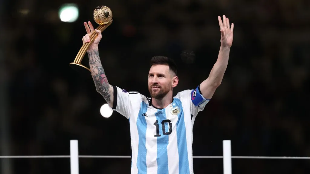 The Golden Ball Award goes to Lionel Messi of Argentina after the FIFA World Cup Qatar 2022 Final match between Argentina and France. (Julian Finney/Getty Images)