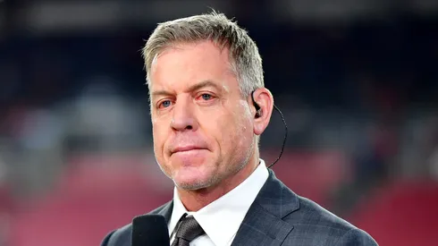 Troy Aikman look on prior to a game between the Cowboys and the Buccaneers on January 16, 2023 in Tampa.