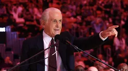 Pat Riley speaks during a ceremony celebrating his court dedication at Kaseya Center on October 23, 2024 in Miami, Florida.