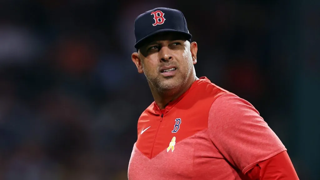 Boston Red Sox manager Alex Cora looks on during the sixth inning against the Baltimore Orioles at Fenway Park on September 08, 2023 in Boston, Massachusetts. (Photo by Maddie Meyer/Getty Images)
