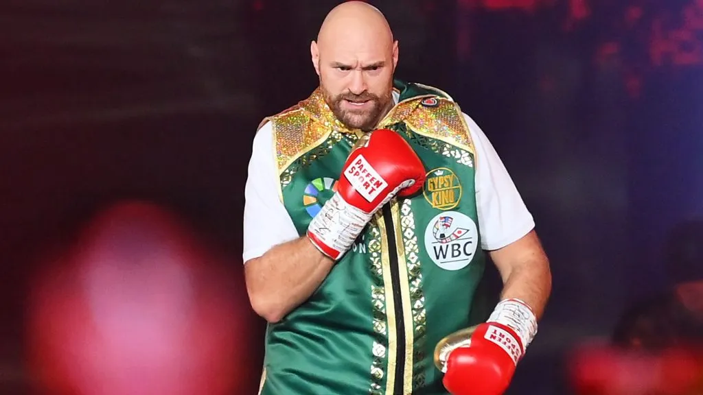 Tyson Fury walks to the ring prior to the Heavyweight fight between Tyson Fury and Francis Ngannou at Boulevard Hall on October 28, 2023 in Riyadh, Saudi Arabia. (Photo by Justin Setterfield/Getty Images)