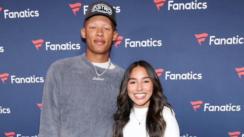 Joshua Dobbs and Jocelyn Lara attend Michael Rubin’s 2024 Fanatics Super Bowl Party at the Marquee Nightclub at The Cosmopolitan of Las Vegas on February 10, 2024. (Source: Cindy Ord/Getty Images for Fanatics)