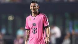 Lionel Messi #10 of Inter Miami reacts during the first half of the game against the Philadelphia Union at Chase Stadium.