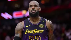 LeBron James #23 of the Los Angeles Lakers leaves the court after a game against the Houston Rockets.