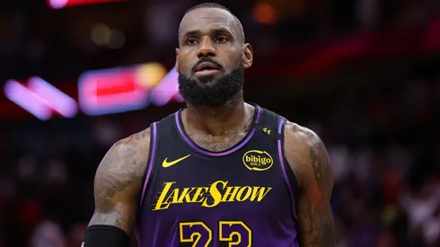 LeBron James #23 of the Los Angeles Lakers leaves the court after a game against the Houston Rockets.