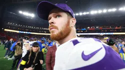 Sam Darnold #14 of the Minnesota Vikings looks on after a loss to the Los Angeles Rams during the NFC Wild Card Playoff at State Farm Stadium on January 13, 2025 in Glendale, Arizona.