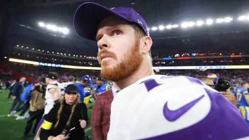 Sam Darnold #14 of the Minnesota Vikings looks on after a loss to the Los Angeles Rams during the NFC Wild Card Playoff at State Farm Stadium on January 13, 2025 in Glendale, Arizona.