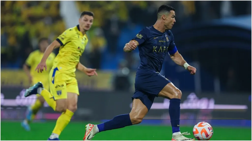 Cristiano Ronaldo of Al Nassr in game against Al Taawon – Yasser Bakhsh/Getty Images