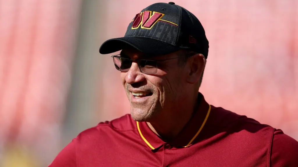 Head coach Ron Rivera of the Washington Commanders looks on before the start of a preseason game against the Cincinnati Bengals at FedExField on August 26, 2023. (Source: Rob Carr/Getty Images)