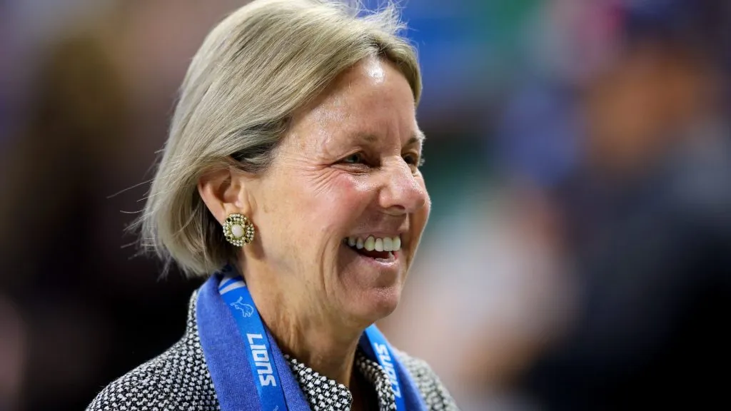 Detroit Lions owner Sheila Ford Hamp looks on before the game against the Buffalo Bills at Ford Field on November 24, 2022. (Source: Rey Del Rio/Getty Images)