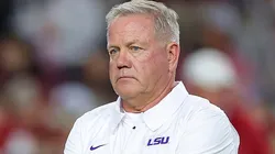 Head coach Brian Kelly of the LSU Tigers looks on prior to facing the Alabama Crimson Tide at Bryant-Denny Stadium on November 04, 2023 in Tuscaloosa, Alabama.