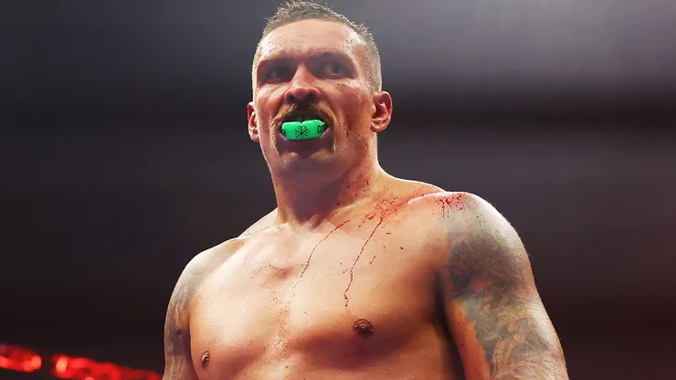 Oleksandr Usyk looks on during the IBF, WBA, WBC, WBO and Undisputed Heavyweight titles' fight between Tyson Fury and Oleksandr Usyk at Kingdom Arena on May 18, 2024 in Riyadh, Saudi Arabia.