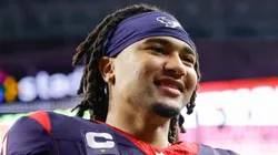 C.J. Stroud #7 of the Houston Texans celebrates after defeating the Cleveland Browns in the AFC Wild Card Playoffs at NRG Stadium on January 13, 2024 in Houston, Texas.