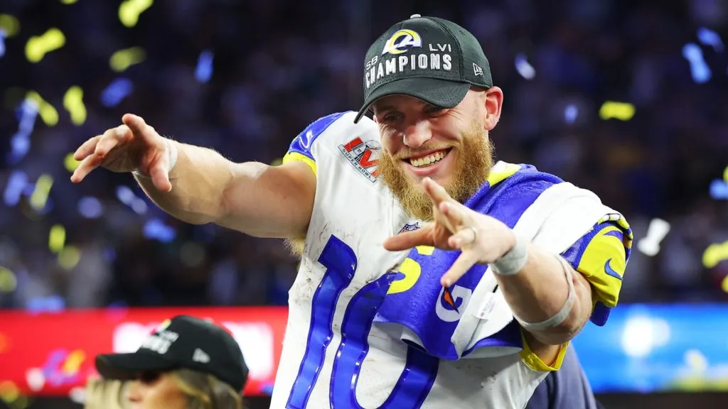 Cooper Kupp #10 of the Los Angeles Rams celebrates after Super Bowl LVI at SoFi Stadium on February 13, 2022. (Source: Kevin C. Cox/Getty Images)