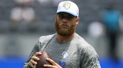 Cooper Kupp #10 of the Los Angeles Rams warms up before a preseason game against the Dallas Cowboys at SoFi Stadium on August 11, 2024.