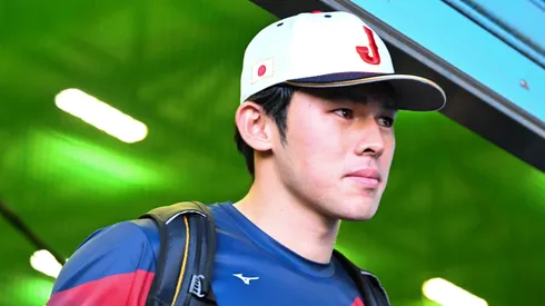 Roki Sasaki of Samurai Japan during the training session at Sugimoto Shoji Buffaloes Stadium Maishima on March 05, 2023 in Osaka, Japan.