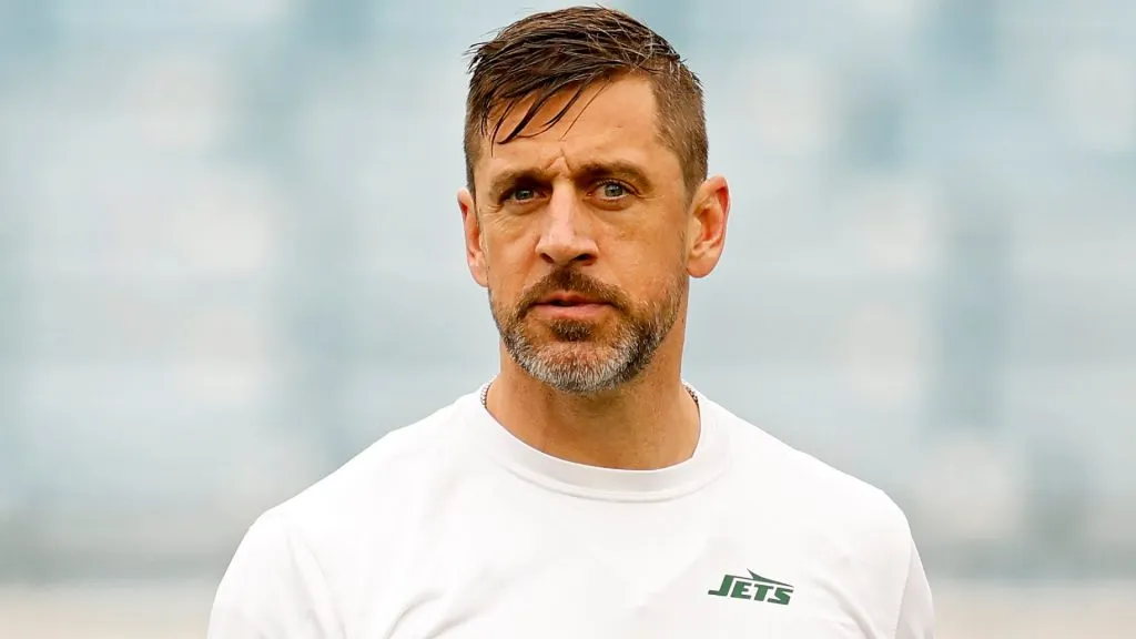 Aaron Rodgers looks on