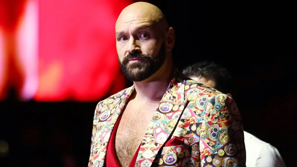yson Fury walks to his seat prior to the Heavyweight fight between Roman Fury and Martin Svarc on the Knockout Chaos boxing card at the Kingdom Arena on March 08, 2024 in Riyadh, Saudi Arabia. (Photo by Richard Pelham/Getty Images)
