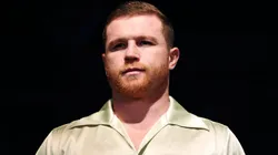 Canelo Alvarez of Mexico arrives for a press conference to preview their September 30 super middleweight undisputed championship fight against Jermell Charlo at Palladium Times Square on August 15, 2023 in New York City.