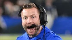 Head coach Sean McVay of the Los Angeles Rams reacts during the fourth quarter against the Minnesota Vikings during the NFC Wild Card Playoff at State Farm Stadium on January 13, 2025 in Glendale, Arizona.