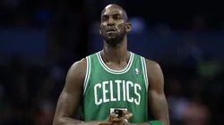 Kevin Garnett #5 of the Boston Celtics during their game at Time Warner Cable Arena on February 11, 2013 in Charlotte, North Carolina.