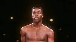 Michael Nunn looks on during a bout against Roldan.