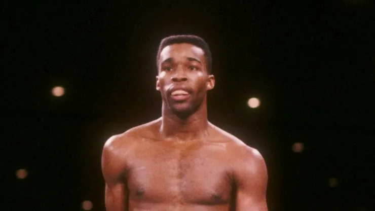 Michael Nunn looks on during a bout against Roldan.