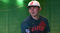 Roki Sasaki of Samurai Japan in action during the training session at Sugimoto Shoji Buffaloes Stadium Maishima on March 05, 2023 in Osaka, Japan.