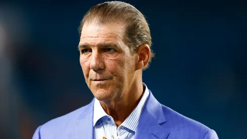Baltimore Ravens Owner Steve Bisciotti looks on prior to the game against the Miami Dolphins at Hard Rock Stadium on November 11, 2021.