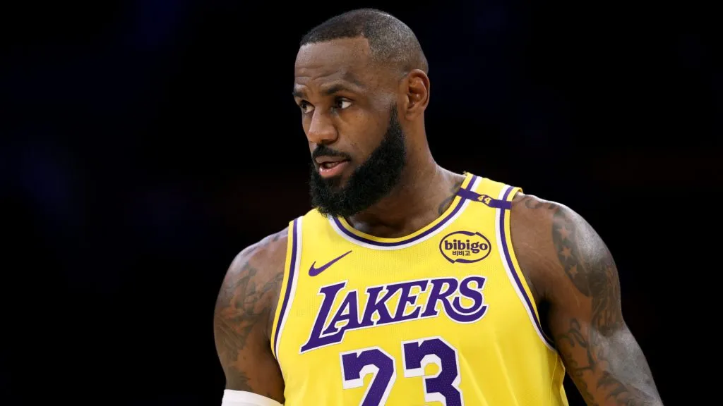 LeBron James #23 of the Los Angeles Lakers during a 117-108 Lakers win over the Miami Heat at Crypto.com Arena.