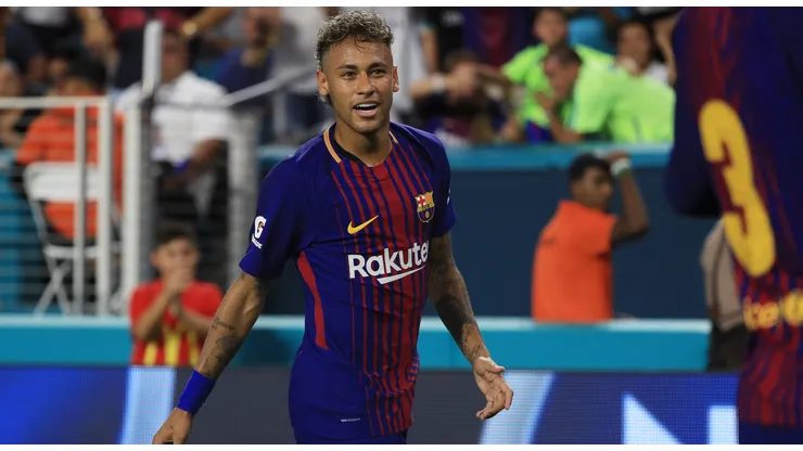Neymar #11 of Barcelona reacts in the second half against Real Madrid during their International Champions Cup 2017 match at Hard Rock Stadium on July 29, 2017 in Miami Gardens, Florida.