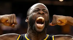 Draymond Green #23 of the Golden State Warriors reacts after a basket and a foul call during the fourth quarter against the Dallas Mavericks