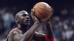 Guard Michael Jordan of the Chicago Bulls in action against the Miami Heat