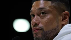Head coach Marcus Freeman of the Notre Dame Fighting Irish speaks to the media during the Notre Dame Fighting Irish media day at the Georgia World Congress Center prior to the 2025 CFP National Championship between the Ohio State Buckeyes and Notre Dame Fighting Irish on January 18, 2025 in Atlanta, Georgia.