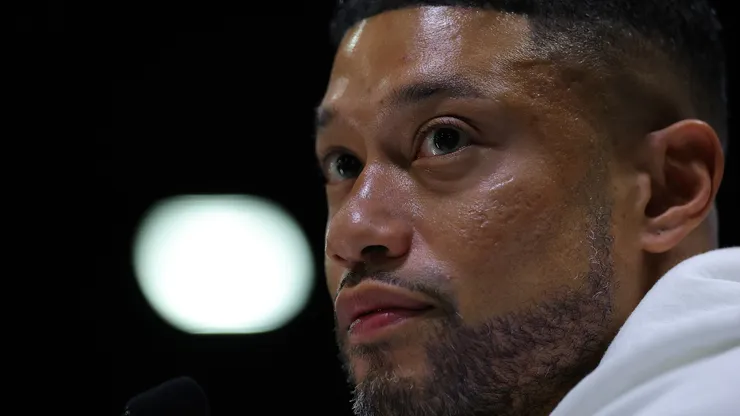 Head coach Marcus Freeman of the Notre Dame Fighting Irish speaks to the media during the Notre Dame Fighting Irish media day at the Georgia World Congress Center prior to the 2025 CFP National Championship between the Ohio State Buckeyes and Notre Dame Fighting Irish on January 18, 2025 in Atlanta, Georgia.