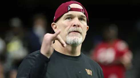 Washington Commanders head coach Dan Quinn looks on prior to a game against the New Orleans Saints at Caesars Superdome on December 15, 2024 in New Orleans, Louisiana.