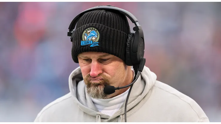 Head coach Dan Campbell of the Detroit Lions looks on during the fourth quarter against the Chicago Bears at Soldier Field on December 22, 2024 in Chicago, Illinois.